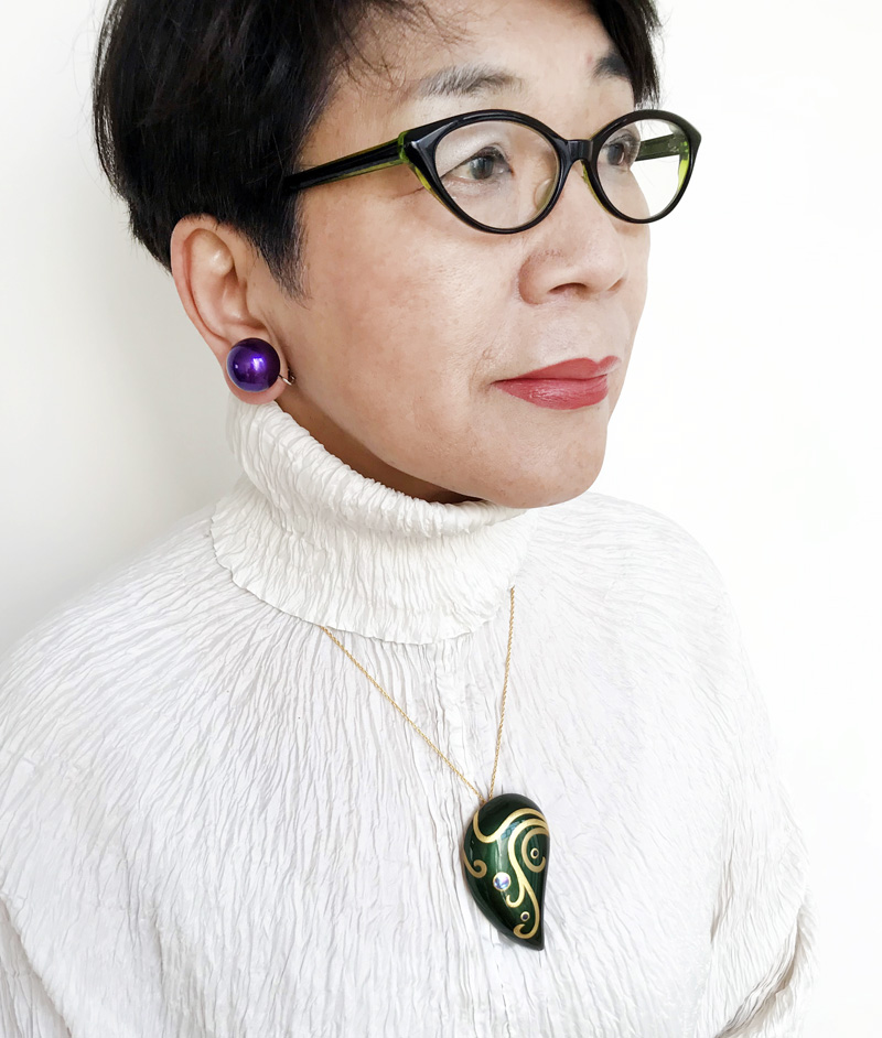 坂本これくしょん　ブローチ・漆+イヤリング イヤリング